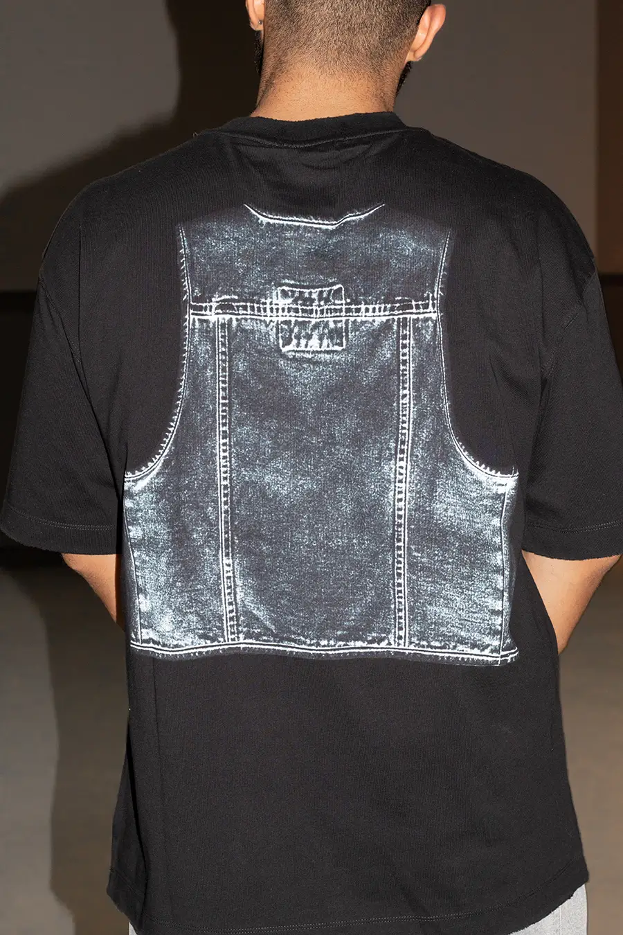 Vest Print Graphic T-Shirt - Dark Grey