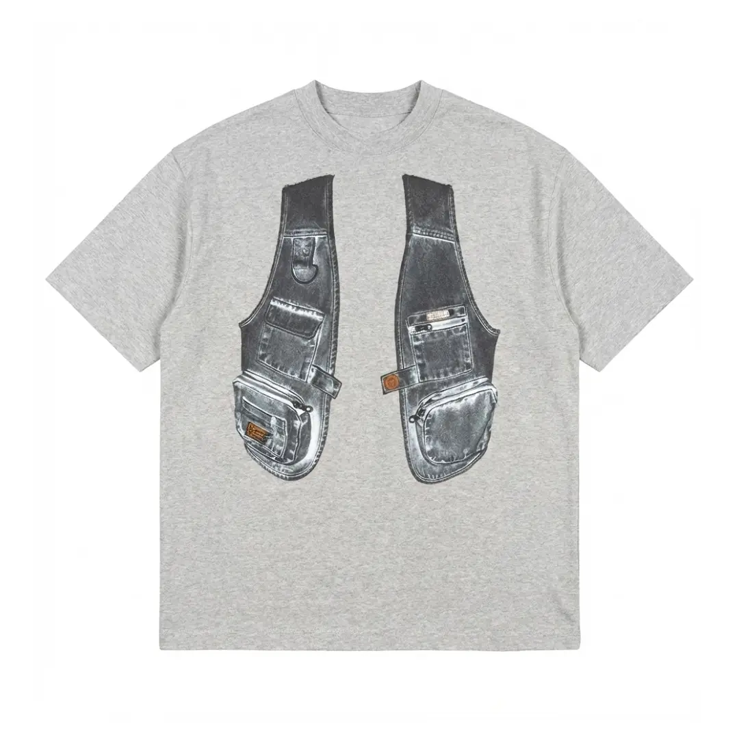 Vest-Print-Graphic-T-Shirt- Vest Print Graphic T-Shirt
