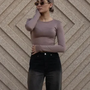 long sleeve brown shirt