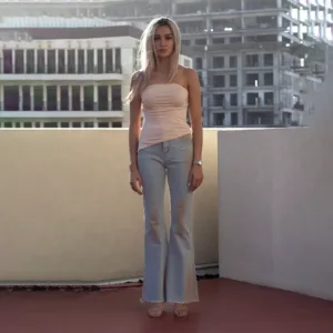 Light flare denim model