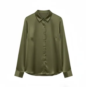 Satin shirt in forest green